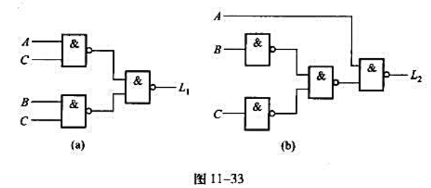 写出图11-33中电路的逻辑表达式。