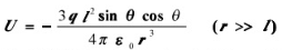 一电四极子如图所示。试证明:当r>>1时,它在P（r,)点产生的电位为图中极轴通过正方形中点O一电四