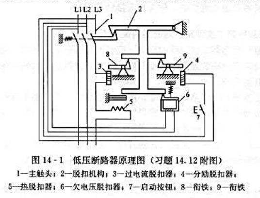 依据图14-1简述低压断路器的工作原理。