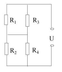 如图所示电路中R1=10千欧，R2=5.0千欧，R3=2.0千欧,R4=1.0千欧，U=6.0伏特，