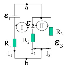 一电路如附图，已知ε1=3.0伏特,ε2=1.5伏特,ε3=2.2伏特，R1=1.5欧，R2=2.0