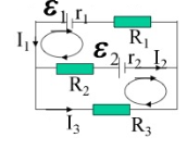 一电路如附图,已知ε1=12伏特，ε2=6.0伏,r1=r2=R1=R2=1.0欧,通过R3的电流I