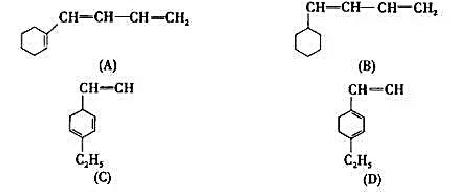 某未知物的分子式为C10H14,在298nm处有一强吸收峰,其可能的结构式有如下四种。请根据.上述测