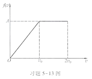 设某系统中N个粒子的速率分布曲线如习题5－13图所示。试求:（1)常量A以v0表示;（2)速率在0~