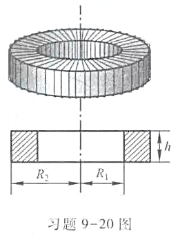 一截面为长方形的螺绕管,其尺寸如习题9-20图所示，共有N匝,求此螺绕管的自感。请帮忙给出正确答案和