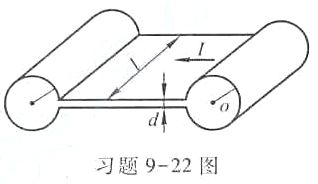 将金属薄片弯成如习题9-22图所示形状的器件,两侧是半径为a的圆柱，中间是边长为ι、间隔为d的两正方
