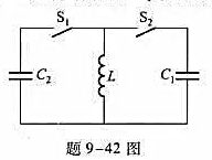 如图所示，电容C1=1 600 μF，C2=100μF，先将电容器C1充电到100 V，然后通过图示