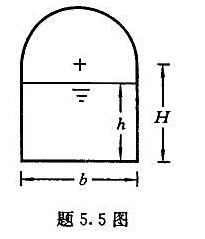 某电站进水口接一方圆形无压引水隧洞，断面尺寸如题5.5图所示。已知H=1.8m,b=2.2m,n=0