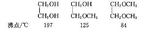 解释下列现象:（1)乙二醇及其甲醚的沸点随相对分子质量的增加而降低。（2)异丁醇与NaBr和H2SO