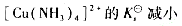 向水溶液中通人氨气，则下列说法正确的是()A.B.C.D.[Cu2+]减小E.[Cu3+]增大此题为