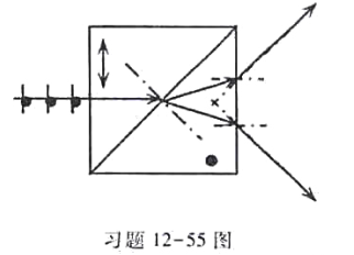 如习题12-55图所示的沃拉斯顿棱镜是由两个45°的方解石棱镜组成的。光轴方向如图所示,以自然光入射