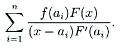 设a1,a2,…,an为互不相同的效，F（x)=（x-a1)（x-a2)…（x-an)。证明:任何多