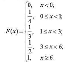 设随机变量X的分布函数为试求X的概率分布列及P{X＜3}，P{X≤3}，P{X＞1}，P{X⩾1}.