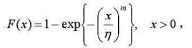 设随机变量X服从双参数韦布尔分布，其分布函数为其中η＞0，m＞0.试写出该分布的p分位数xp的表设随