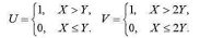 设二维随机变量（X，Y)在矩形G={（X，Y)|0≤x≤2.0≤y≤1}上服从均匀分布，记求U和V的