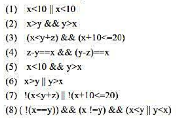 假设x=10，y=20，z=30，求下列布尔表达式的值：