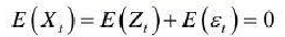 设时间序列Xt由下面随机过程生成：，其中εt为一均值为0，方差为的白噪声序列，Zt是一均值为0，方差