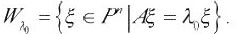 设λ0是n阶方阵A的一个特征值.记A的属于λ0的特征向量的全体及零向量为 证明: （1) 若ξ1,ξ