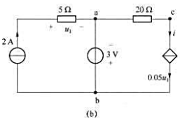 电路如题1-11图所示，试求（1)图（a)中电流i1和电压uab;（2)图（b)中电压ucb。电路如