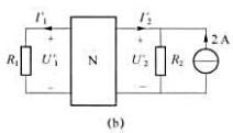 在题4-8图（a)所示电路中,已知U2=6V.求图（b)中U'1（N仅由电阻组成)。在题4-8图(a