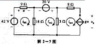 电路如图题2-5所示其中g=0.1s，用网孔分析求流过8Ω电阻的电流。请帮忙给出正确答案和分析，谢谢