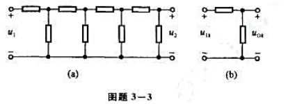 求图题3-3（a)所示网络的转移电压比u2/u1，设所有电阻均为1Ω。（2)某同学认为图题3-3（a