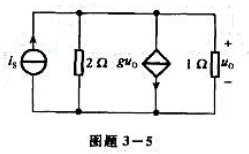 电路如图题3-5所示，试求转移电图uo/is。已知g=2S。
