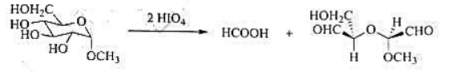 已知a-D-吡喃葡萄糖甲苷与2倍量的HIO4会发生以下反应:在实验室中,有一未知的糖类化合物，已知a