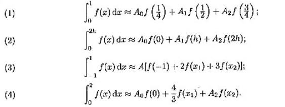 确定下列求积公式中的待定参数,使其代数精度尽量高，并指出所得求积公式的代数度:请帮忙给出正确答案和分
