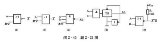 图2-45所示电路均为CMOS电路，试问各电路能否实现给定的逻辑功能，如有错误，加以改正。请帮忙给出