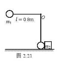 如图所示，品质为1.0kg 的钢球m1系在长为0.8m的绳的一端,绳的另一端O固定.把绳拉到水平位置
