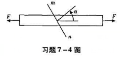 习题7-4图示一拉杆由两段杆沿m-n面胶合而成。由于实用的原因，图中的α角限于0~60°范围内。作为