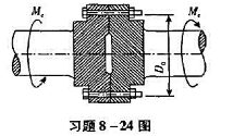 凸缘联轴节如图所示，凸缘之间用四只对称地分布在Da=80mm圆周上的螺栓连接。蜾栓内径d=8mm，材