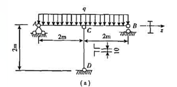 习题9-16图（a)所示结构中钢梁AB及立柱CD分别由16号工字钢和连成一体的两根63mmx63mm