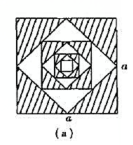 有n个画了斜线的内接正方形截面如思考题1-6图（a)所示。试求该图形对水平形心x轴和与该轴成a=30