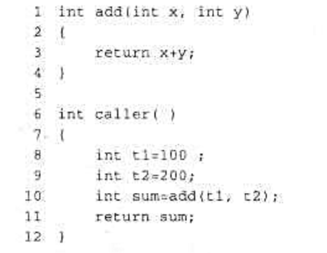 以下是一段C语言程序代码: 以下关于上述程序代码在IA-32上执行的叙述中，错误的是（)。A.变量t
