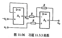 在图11.06所示电路中,输出电压u0为（).（1)-3u1（2)3u1（3)u1在图11.06所示
