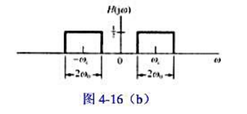 在4.5.1节曾讨论过用复指数载波的幅度调制来实现一个带通滤波器，对于图4-16（a)这样的系统，若