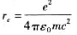 如果电子是一个经典的固体球,半径为（所谓的经典电子半径,由爱因斯坦公式质能公式E=mc2,如果电子是
