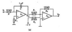 图7.4.5（a)为一波形转换电路，输入信号uI为矩形波。设运算放大器为理想的，在t=0时，电容器两