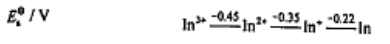 已知铟的元素电势图求：（1)In（OH)3的溶度积常数。（2)In（OH)3（S)+3H+In3++