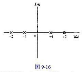 考虑一个线性时不变系统，其系统函数H（s)的零-极点图如图9-16所示。（a)指出与该零-极点图有关