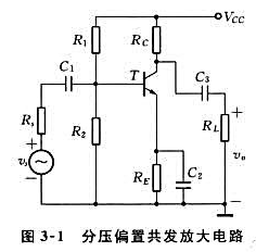 分压偏置共发放大电路如图3-1所示，设电容对交流信号短路，设VCC= 12V， β= 100，（1)