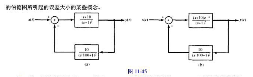 有一个连续时间反馈系统如图11-45（a)所示。（a)利用第6章建立的伯德图直线近似求得该系统的对数