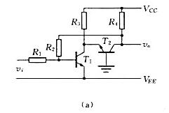 请写出下图负反馈电路的电压增益表达式。假设其中晶体管的gm或β已知，厄尔利效应可忽略。请写出下图负反