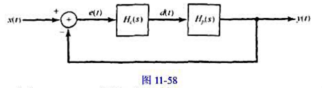 本题要考虑设计跟踪系统的几个例子。对于图11-58所示的系统，其中Hp（s)是一个其输出要被控制本题