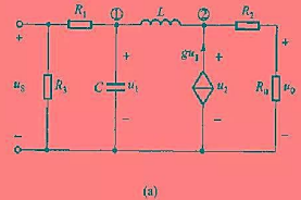 电路如图14-4（a)所示，已知R1=1Ω，R2=R0=0.5Ω，R3=10Ω，C=0.5F，L= 