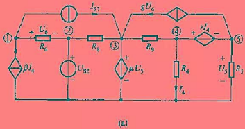 电路如题15-13图（a)所示，题15-13图（b)为其有向图。试写出结点列表法中支路方程的矩阵形式
