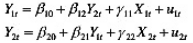 由模型得到如下约简型方程：a.这些结构方程是可识别的吗？b.如果先验地知道γ11=0，识别情况会由模