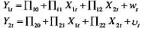 由模型得到如下约简型方程：a.这些结构方程是可识别的吗？b.如果先验地知道γ11=0，识别情况会由模